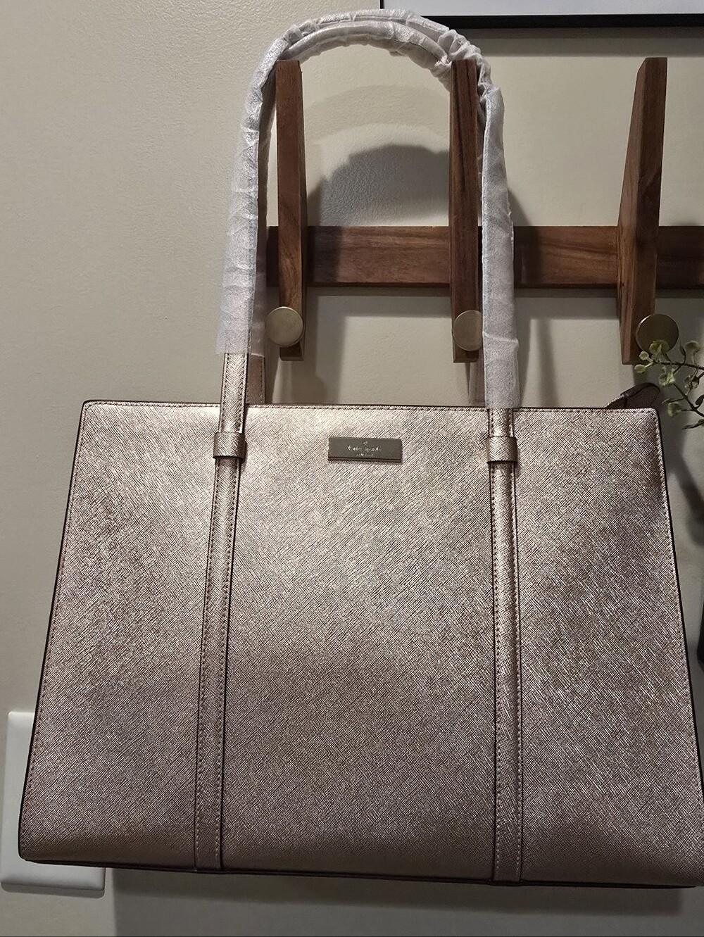 🔥Kate Spade Metallic Rose Gold Tote Bag with Double Handles